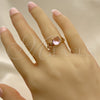 Oro Laminado Multi Stone Ring, Gold Filled Style with Pink and White Cubic Zirconia, Polished, Golden Finish, 01.284.0053.06 (Size 6)