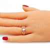 Oro Laminado Multi Stone Ring, Gold Filled Style with Pink and White Cubic Zirconia, Polished, Golden Finish, 01.284.0053.07 (Size 7)
