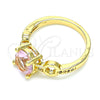 Oro Laminado Multi Stone Ring, Gold Filled Style with Pink and White Cubic Zirconia, Polished, Golden Finish, 01.284.0053.07 (Size 7)
