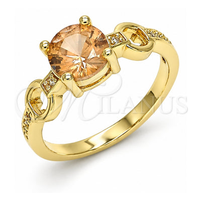 Oro Laminado Multi Stone Ring, Gold Filled Style with Dark Champagne and White Cubic Zirconia, Polished, Golden Finish, 01.284.0053.1.07 (Size 7)