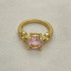 Oro Laminado Multi Stone Ring, Gold Filled Style with Pink and White Cubic Zirconia, Polished, Golden Finish, 01.284.0053.08 (Size 8)