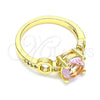 Oro Laminado Multi Stone Ring, Gold Filled Style with Pink and White Cubic Zirconia, Polished, Golden Finish, 01.284.0053.09 (Size 9)