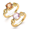 Oro Laminado Multi Stone Ring, Gold Filled Style with Pink and White Cubic Zirconia, Polished, Golden Finish, 01.284.0053.09 (Size 9)