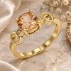 Oro Laminado Multi Stone Ring, Gold Filled Style with Dark Champagne and White Cubic Zirconia, Polished, Golden Finish, 01.284.0053.1.09 (Size 9)