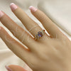 Oro Laminado Multi Stone Ring, Gold Filled Style with Amethyst and Pink Cubic Zirconia, Polished, Golden Finish, 01.284.0048.1.07 (Size 7)
