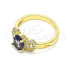 Oro Laminado Multi Stone Ring, Gold Filled Style with Amethyst and Pink Cubic Zirconia, Polished, Golden Finish, 01.284.0048.1.07 (Size 7)