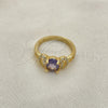 Oro Laminado Multi Stone Ring, Gold Filled Style with Amethyst and Pink Cubic Zirconia, Polished, Golden Finish, 01.284.0048.1.07 (Size 7)
