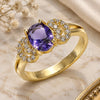 Oro Laminado Multi Stone Ring, Gold Filled Style with Amethyst and White Cubic Zirconia, Polished, Golden Finish, 01.284.0048.1.09 (Size 9)