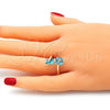 Oro Laminado Multi Stone Ring, Gold Filled Style with Blue Topaz Cubic Zirconia, Polished, Golden Finish, 01.284.0054 (One size fits all)