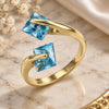 Oro Laminado Multi Stone Ring, Gold Filled Style with Blue Topaz Cubic Zirconia, Polished, Golden Finish, 01.284.0054 (One size fits all)