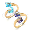 Oro Laminado Multi Stone Ring, Gold Filled Style with Blue Topaz Cubic Zirconia, Polished, Golden Finish, 01.284.0054 (One size fits all)