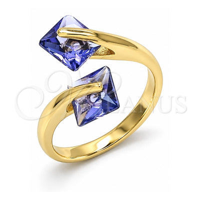 Oro Laminado Multi Stone Ring, Gold Filled Style with Amethyst Cubic Zirconia, Polished, Golden Finish, 01.284.0054.1 (One size fits all)