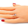 Oro Laminado Multi Stone Ring, Gold Filled Style Heart Design, with Pink Cubic Zirconia, Polished, Golden Finish, 01.284.0055 (One size fits all)