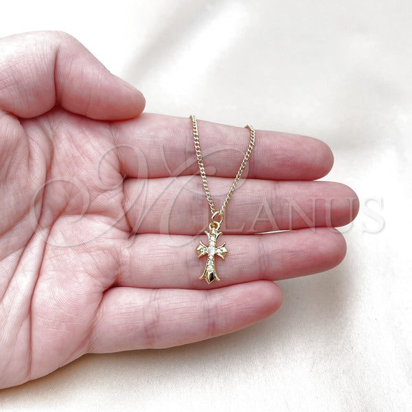 Gold Filled Necklace — Pendant Necklace Cross Design with White Cubic Zirconia — alternate product view — SKU 142522 | Oro Laminado collar — Pendant Necklace cruz diseño with blanco Cubic Zirconia — SKU 142522
