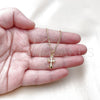 Oro Laminado Pendant Necklace, Gold Filled Style Cross Design, with White Cubic Zirconia, Polished, Golden Finish, 04.362.0036.18 (02 MM Thickness, 18 Inches Length)