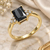 Oro Laminado Multi Stone Ring, Gold Filled Style with Black and White Cubic Zirconia, Polished, Golden Finish, 01.210.0119.3.06 (Size 6)