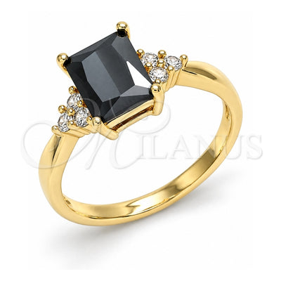 Oro Laminado Multi Stone Ring, Gold Filled Style with Black and White Cubic Zirconia, Polished, Golden Finish, 01.210.0119.3.06 (Size 6)