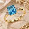 Oro Laminado Multi Stone Ring, Gold Filled Style with Blue Topaz and White Cubic Zirconia, Polished, Golden Finish, 01.210.0119.4.06 (Size 6)