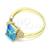Oro Laminado Multi Stone Ring, Gold Filled Style with Blue Topaz and White Cubic Zirconia, Polished, Golden Finish, 01.210.0119.4.07 (Size 7)