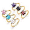 Oro Laminado Multi Stone Ring, Gold Filled Style with Blue Topaz and White Cubic Zirconia, Polished, Golden Finish, 01.210.0119.4.07 (Size 7)