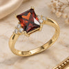 Oro Laminado Multi Stone Ring, Gold Filled Style with Garnet and White Cubic Zirconia, Polished, Golden Finish, 01.210.0119.2.08 (Size 8)
