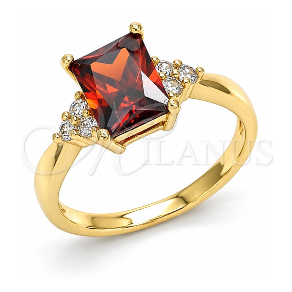 Oro Laminado Multi Stone Ring, Gold Filled Style with Garnet and White Cubic Zirconia, Polished, Golden Finish, 01.210.0119.2.08 (Size 8)