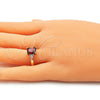 Oro Laminado Multi Stone Ring, Gold Filled Style with Garnet and White Cubic Zirconia, Polished, Golden Finish, 01.210.0119.2.09 (Size 9)