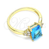 Oro Laminado Multi Stone Ring, Gold Filled Style with Blue Topaz and White Cubic Zirconia, Polished, Golden Finish, 01.210.0119.4.09 (Size 9)