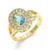 Oro Laminado Multi Stone Ring, Gold Filled Style with Blue Topaz and White Cubic Zirconia, Polished, Golden Finish, 01.210.0120.2.06 (Size 6)