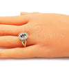 Oro Laminado Multi Stone Ring, Gold Filled Style with Amethyst and White Cubic Zirconia, Polished, Golden Finish, 01.210.0120.09 (Size 9)