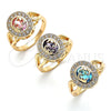 Oro Laminado Multi Stone Ring, Gold Filled Style with Amethyst and White Cubic Zirconia, Polished, Golden Finish, 01.210.0120.09 (Size 9)