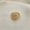 Oro Laminado Multi Stone Ring, Gold Filled Style with Pink Cubic Zirconia, Polished, Golden Finish, 01.210.0120.1.09 (Size 9)