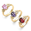 Oro Laminado Multi Stone Ring, Gold Filled Style Flower Design, with Pink Cubic Zirconia, Polished, Golden Finish, 01.210.0121.1.06 (Size 6)