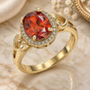 Oro Laminado Multi Stone Ring, Gold Filled Style Heart Design, with Garnet and White Cubic Zirconia, Polished, Golden Finish, 01.210.0122.08 (Size 8)