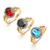 Oro Laminado Multi Stone Ring, Gold Filled Style Heart Design, with Garnet and White Cubic Zirconia, Polished, Golden Finish, 01.210.0122.08 (Size 8)