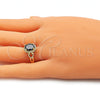 Oro Laminado Multi Stone Ring, Gold Filled Style Heart Design, with Black and White Cubic Zirconia, Polished, Golden Finish, 01.210.0122.1.09 (Size 9)