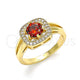 Oro Laminado Multi Stone Ring, Gold Filled Style with Garnet and White Cubic Zirconia, Polished, Golden Finish, 01.210.0123.2.06 (Size 6)