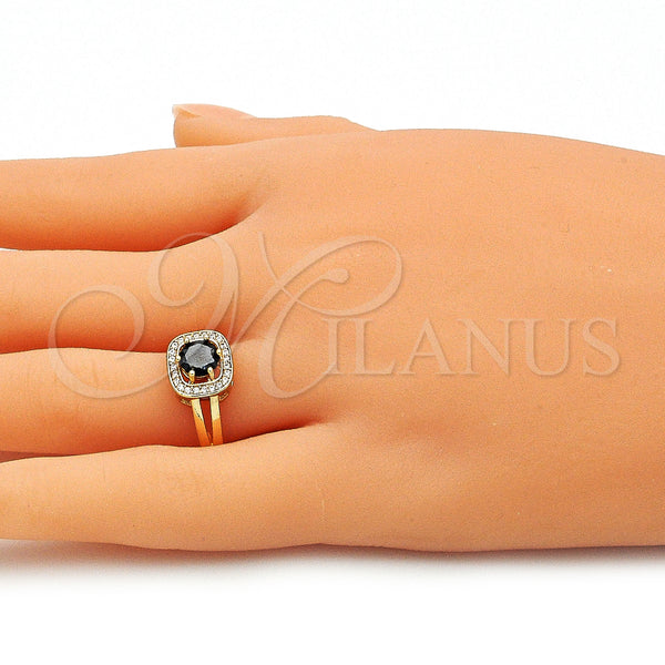Gold Filled Ring — Multi Stone Ring with Black and White Cubic — alternate product view — SKU 142587 | Oro Laminado anillo — Multi Stone Ring with negro and blanco Cubic — SKU 142587