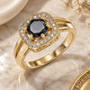 Oro Laminado Multi Stone Ring, Gold Filled Style with Black and White Cubic Zirconia, Polished, Golden Finish, 01.210.0123.3.06 (Size 6)