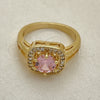 Oro Laminado Multi Stone Ring, Gold Filled Style with Pink and White Cubic Zirconia, Polished, Golden Finish, 01.210.0123.1.08 (Size 8)