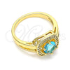 Oro Laminado Multi Stone Ring, Gold Filled Style with Blue Topaz and White Cubic Zirconia, Polished, Golden Finish, 01.210.0123.4.08 (Size 8)