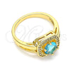 Oro Laminado Multi Stone Ring, Gold Filled Style with Blue Topaz and White Cubic Zirconia, Polished, Golden Finish, 01.210.0123.4.08 (Size 8)