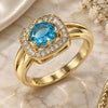 Oro Laminado Multi Stone Ring, Gold Filled Style with Blue Topaz and White Cubic Zirconia, Polished, Golden Finish, 01.210.0123.4.08 (Size 8)