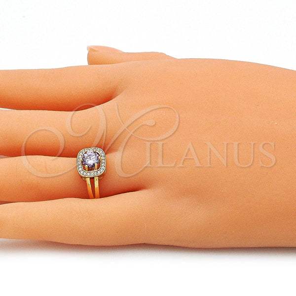 Gold Filled Ring — Multi Stone Ring with Amethyst and White Cubic — alternate product view — SKU 142602 | Oro Laminado anillo — Multi Stone Ring with Amethyst and blanco Cubic — SKU 142602