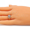 Oro Laminado Multi Stone Ring, Gold Filled Style with Amethyst and White Cubic Zirconia, Polished, Golden Finish, 01.210.0123.09 (Size 9)