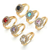 Oro Laminado Multi Stone Ring, Gold Filled Style with Amethyst and White Cubic Zirconia, Polished, Golden Finish, 01.210.0123.09 (Size 9)