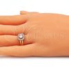 Oro Laminado Multi Stone Ring, Gold Filled Style with Pink and White Cubic Zirconia, Polished, Golden Finish, 01.210.0123.1.09 (Size 9)