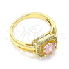Oro Laminado Multi Stone Ring, Gold Filled Style with Pink and White Cubic Zirconia, Polished, Golden Finish, 01.210.0123.1.09 (Size 9)