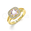Oro Laminado Multi Stone Ring, Gold Filled Style with Pink and White Cubic Zirconia, Polished, Golden Finish, 01.210.0123.1.09 (Size 9)