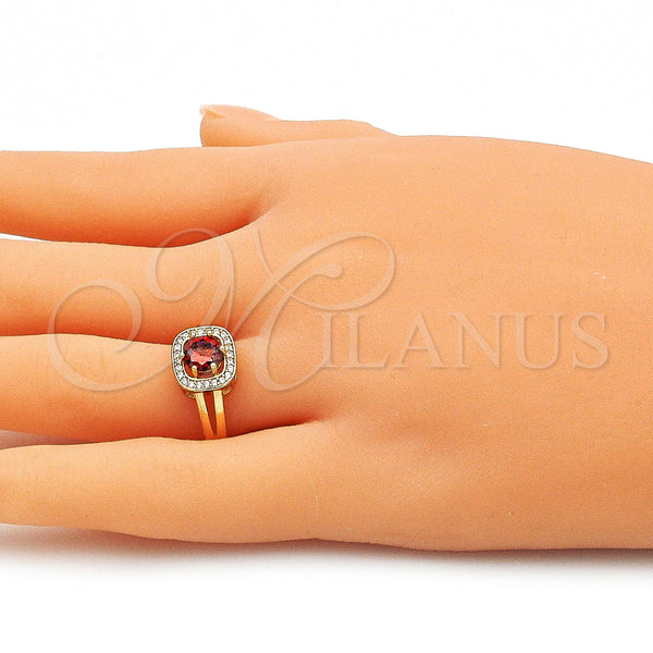 Gold Filled Ring — Multi Stone Ring with Garnet and White Cubic — alternate product view — SKU 142604 | Oro Laminado anillo — Multi Stone Ring with Garnet and blanco Cubic — SKU 142604